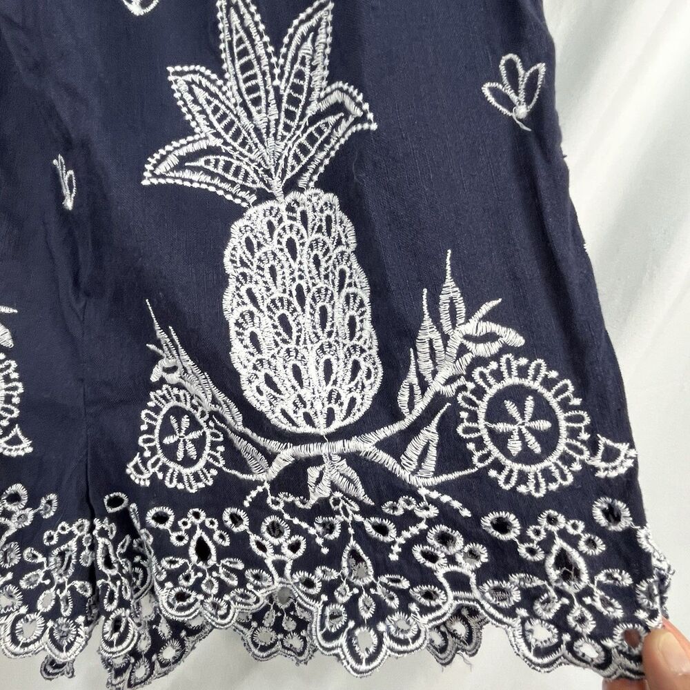 Farm Rio Anthropologie Linen Blend Pineapple Embroidered jumpsuit S - Picture 3 of 15